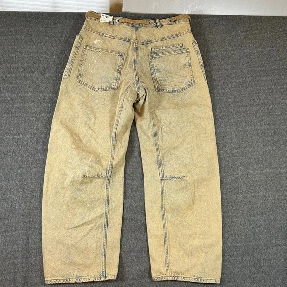 We The Free Moxie Low Slung Pull On Barrel Jeans Acid Wash 30L Fits 36x28 Y2K - Picture 5 of 8